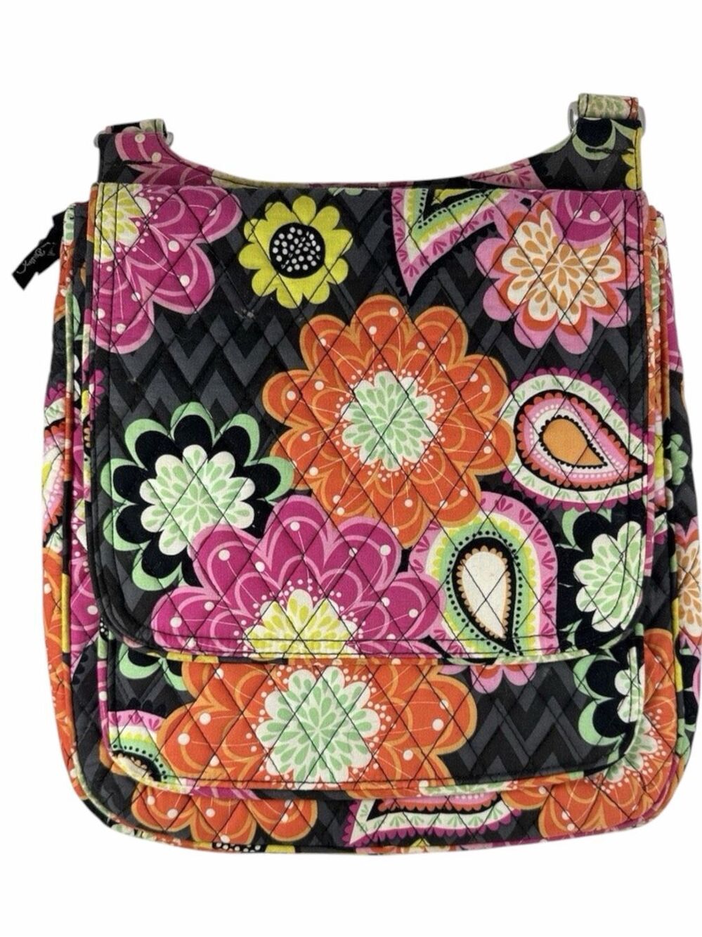 VERA BRADLEY Ziggy Zinnia Mailbag Crossbody Quilted Floral Purse